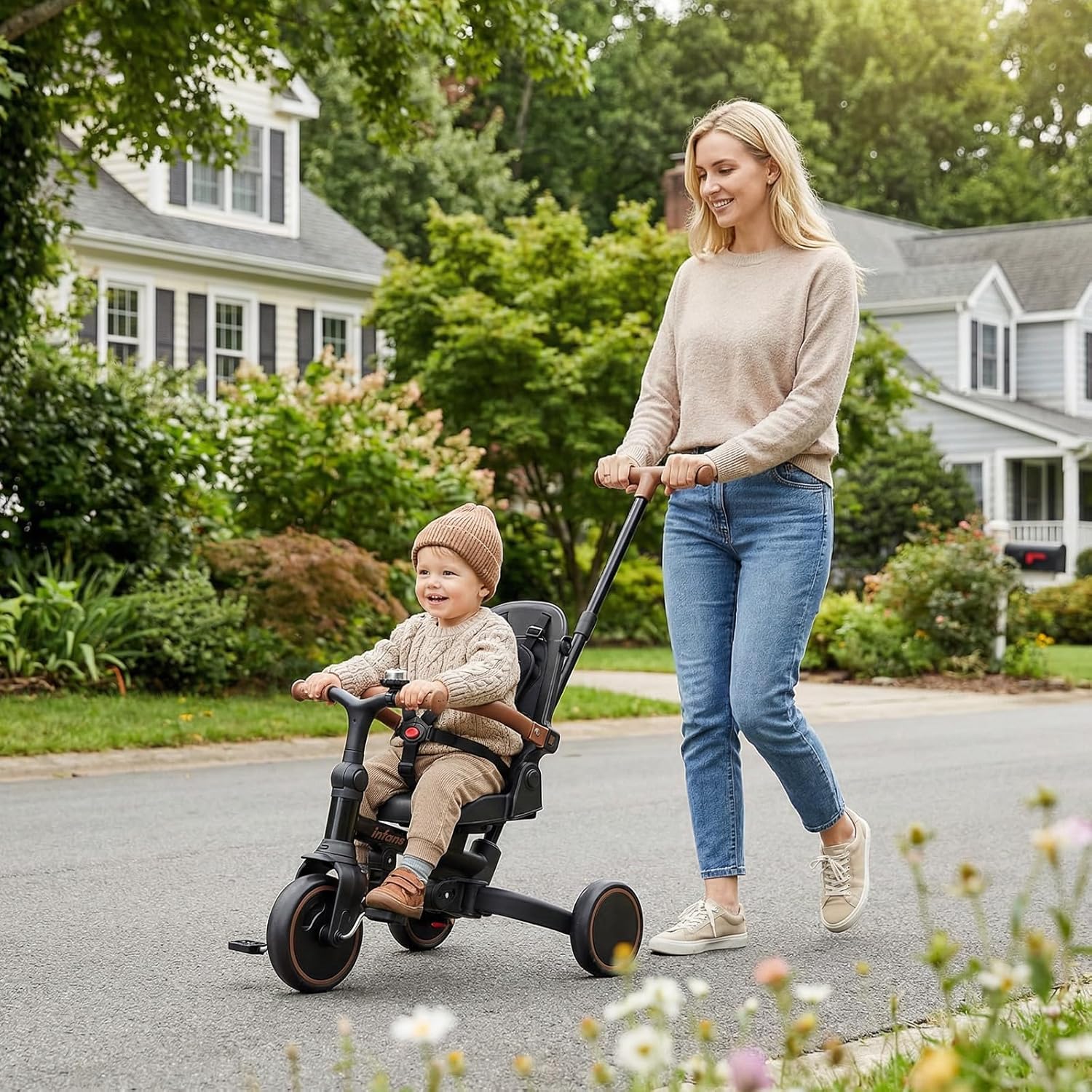 OLAKIDS 9-in-1 Foldable Toddler Tricycle Converts to Balance Bike for 1-6 Years