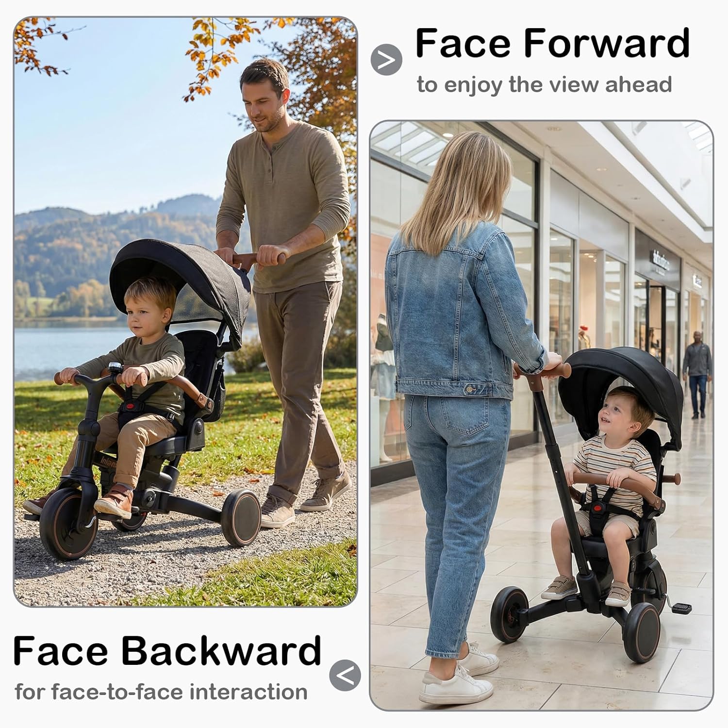OLAKIDS 9-in-1 Foldable Toddler Tricycle Converts to Balance Bike for 1-6 Years