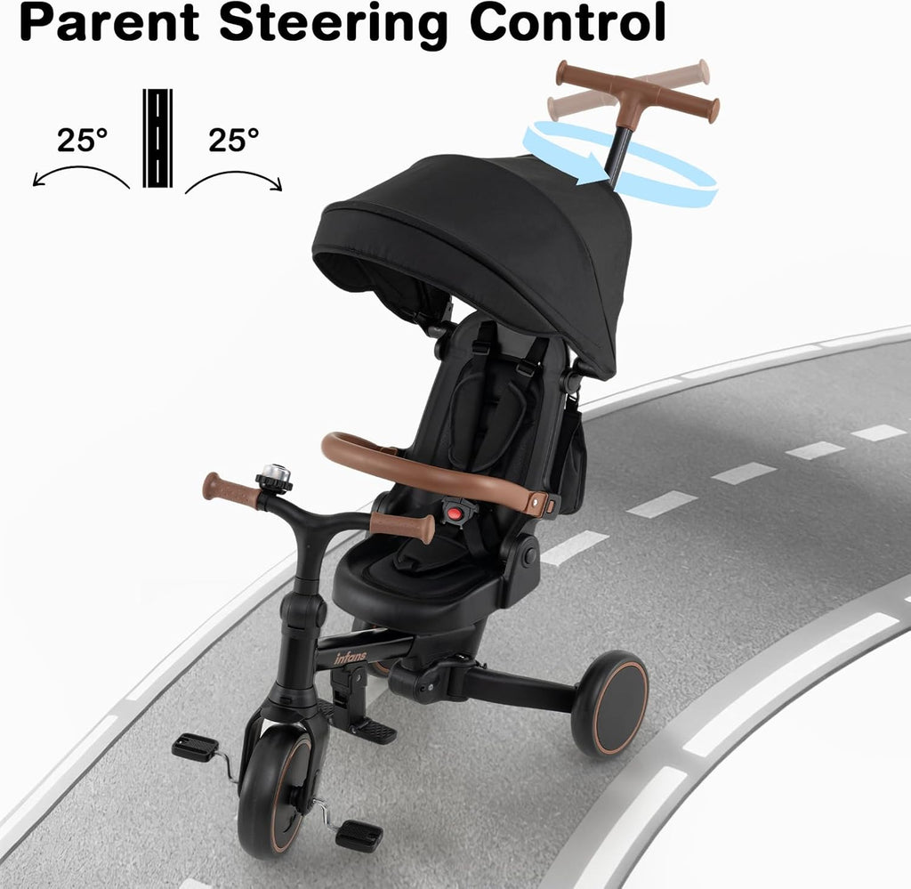 OLAKIDS 9-in-1 Foldable Toddler Tricycle Converts to Balance Bike for 1-6 Years