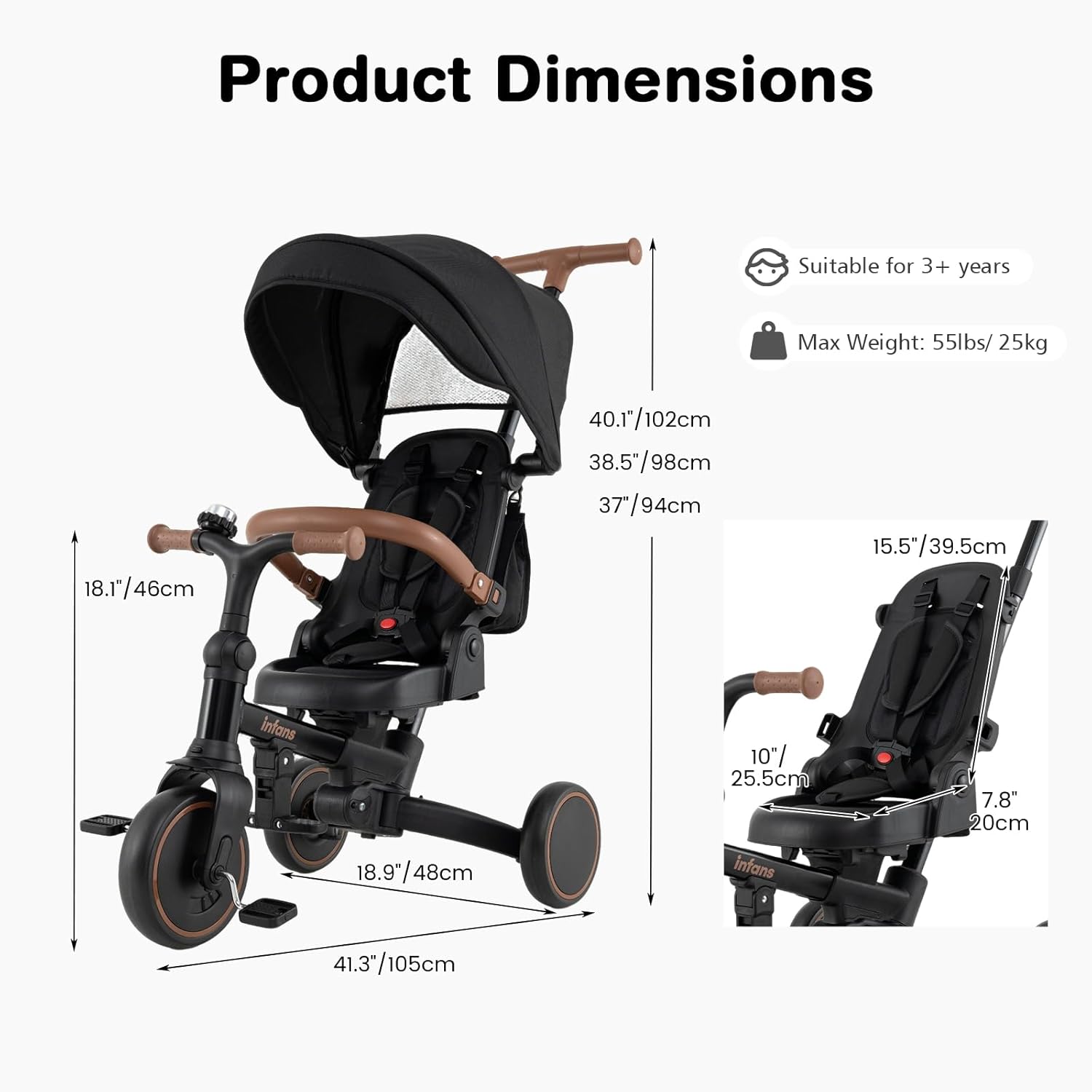 OLAKIDS 9-in-1 Foldable Toddler Tricycle Converts to Balance Bike for 1-6 Years