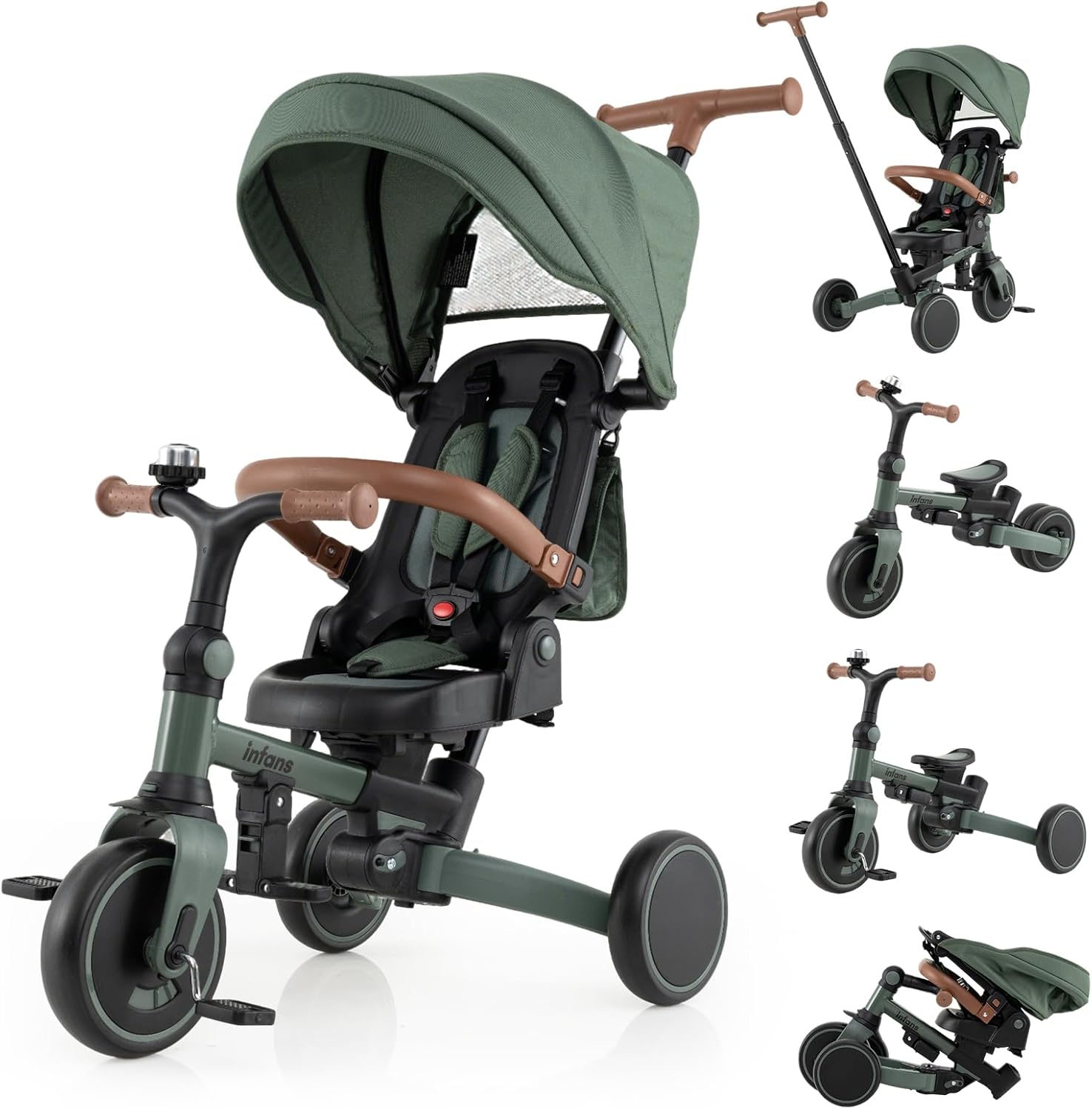 OLAKIDS 9-in-1 Foldable Toddler Tricycle Converts to Balance Bike for 1-6 Years