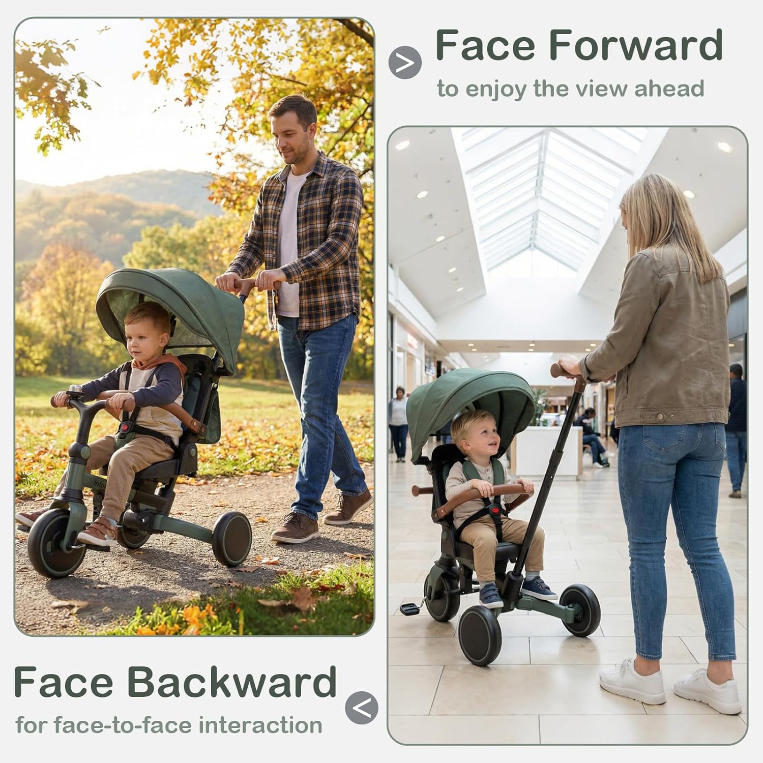 OLAKIDS 9-in-1 Foldable Toddler Tricycle Converts to Balance Bike for 1-6 Years