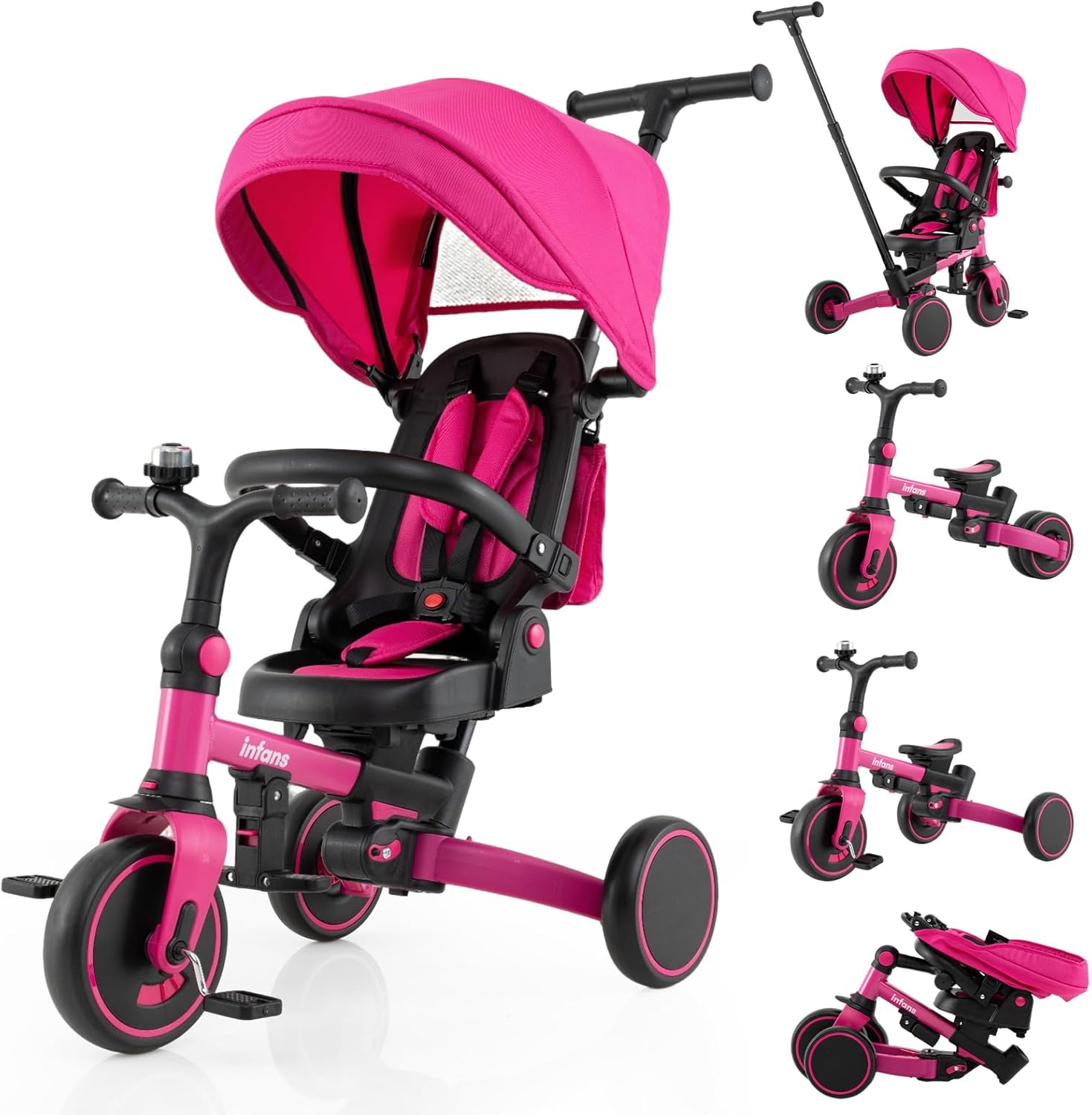 OLAKIDS 9-in-1 Foldable Toddler Tricycle Converts to Balance Bike for 1-6 Years