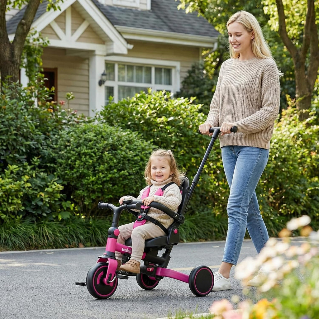 OLAKIDS 9-in-1 Foldable Toddler Tricycle Converts to Balance Bike for 1-6 Years