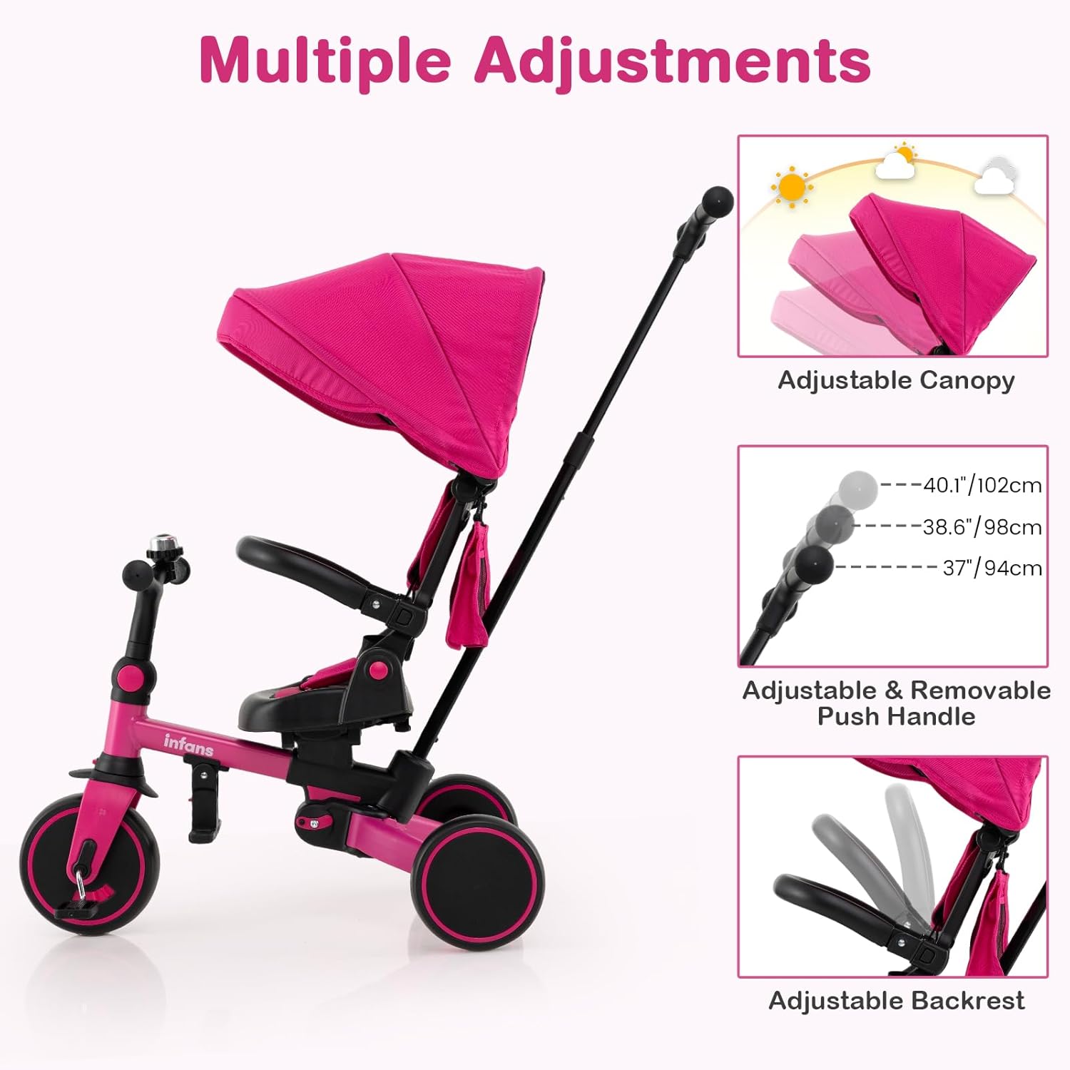 OLAKIDS 9-in-1 Foldable Toddler Tricycle Converts to Balance Bike for 1-6 Years