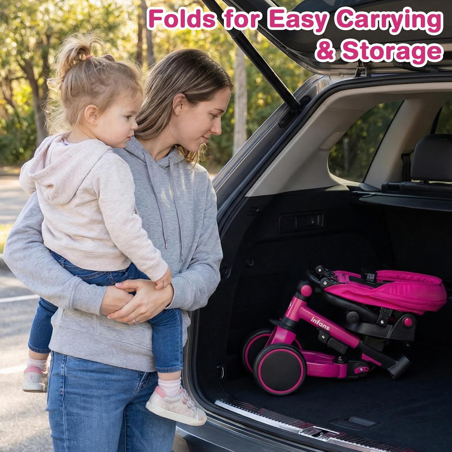 OLAKIDS 9-in-1 Foldable Toddler Tricycle Converts to Balance Bike for 1-6 Years