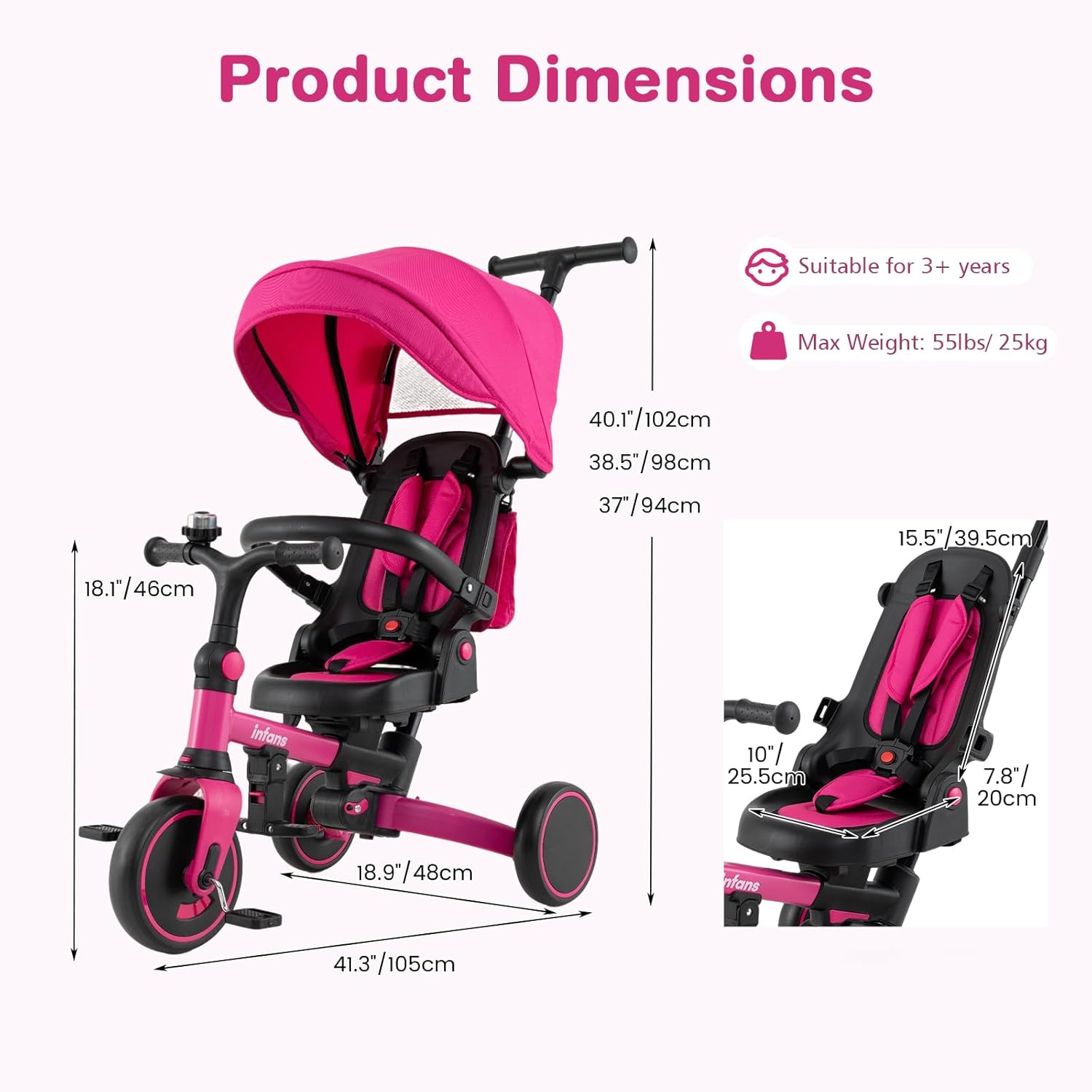 OLAKIDS 9-in-1 Foldable Toddler Tricycle Converts to Balance Bike for 1-6 Years