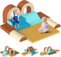 Olakids Toddler Climbing Toys Indoor, 10 Pieces Baby Foam Blocks Soft Play Set with PU Leather for 1+ Years