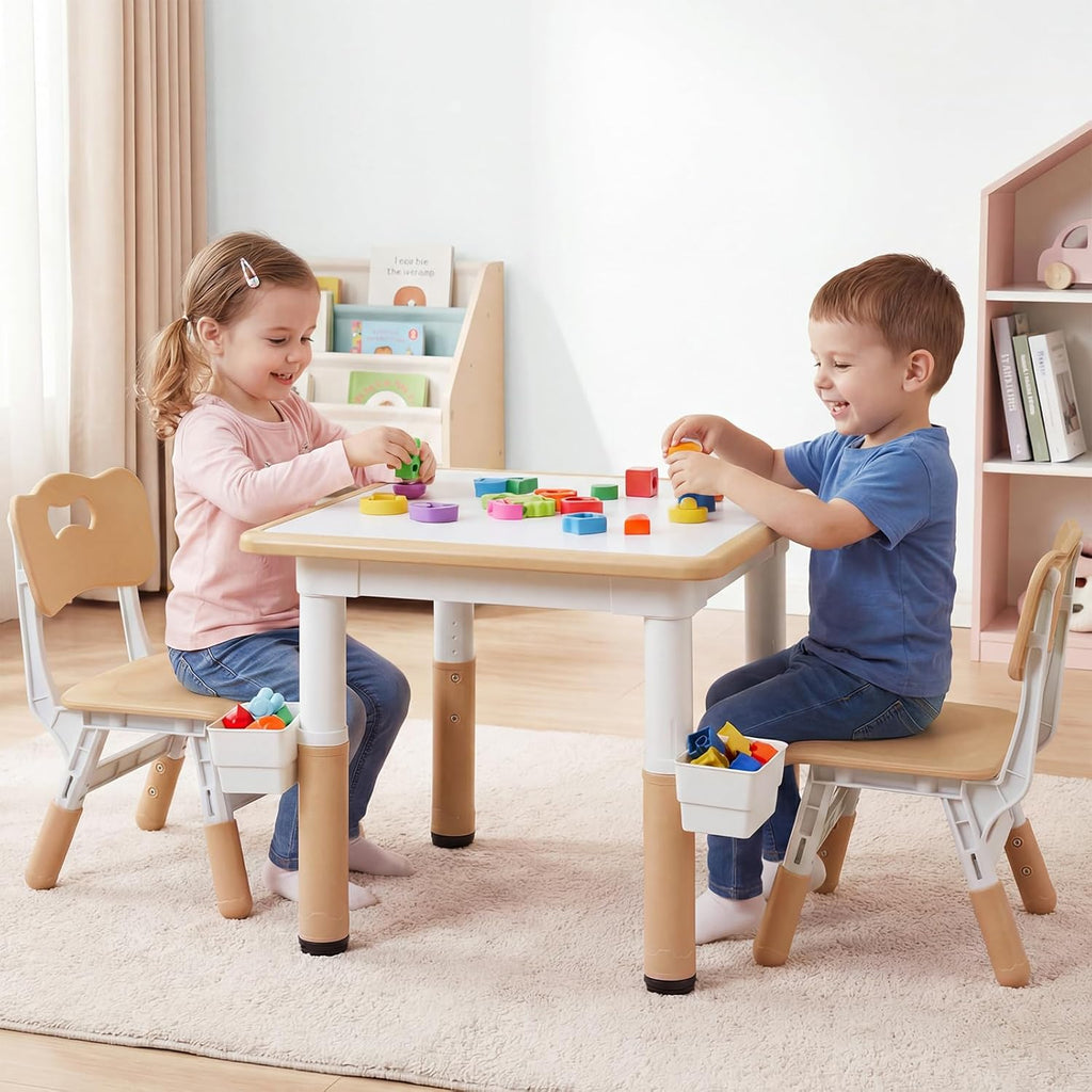 Olakids Kids Table & Chair Set, Height Adjustable, Graffiti Desktop, Storage, for Learning & Drawing