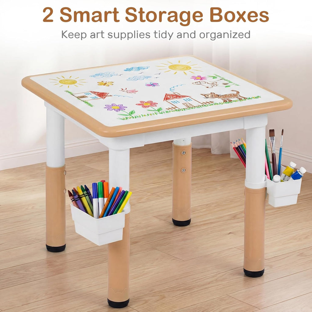 Olakids Kids Table & Chair Set, Height Adjustable, Graffiti Desktop, Storage, for Learning & Drawing