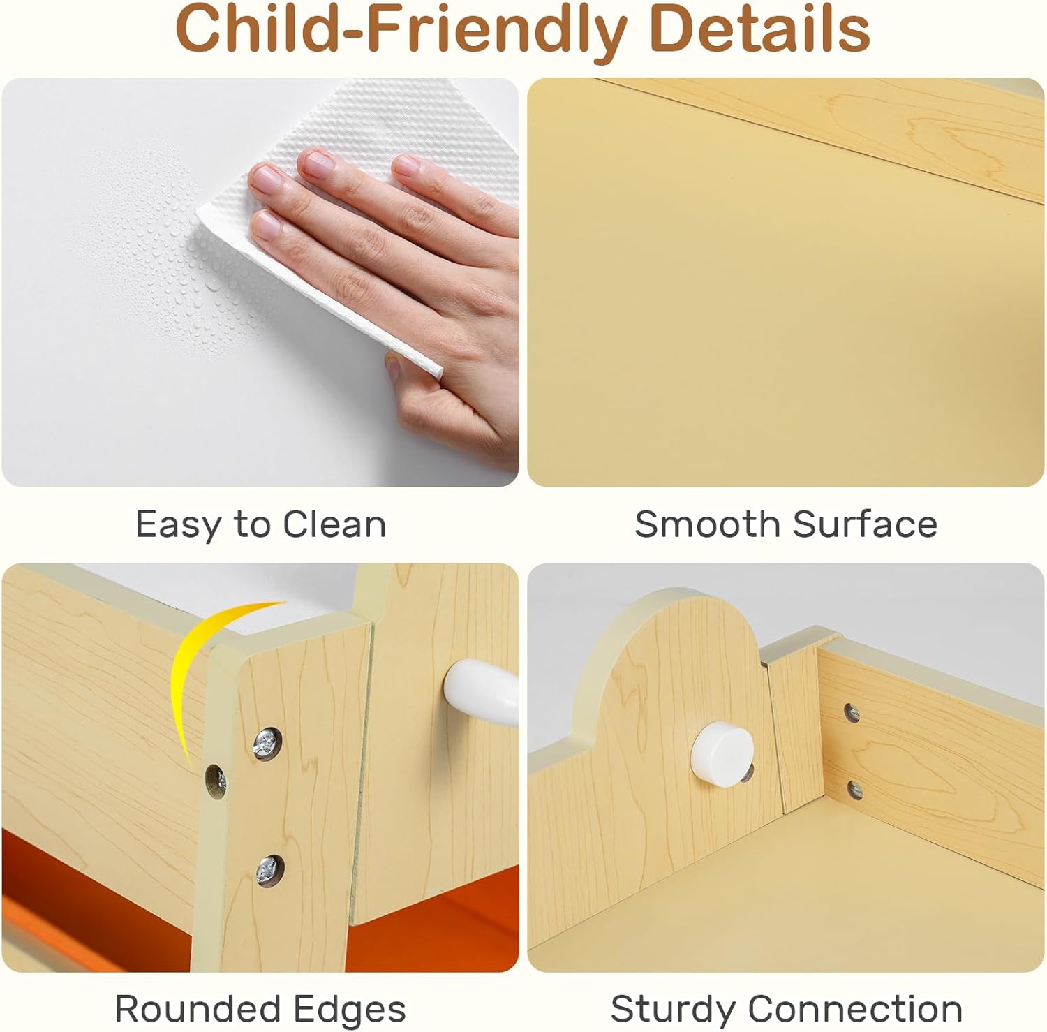 OLAKIDS Kids Table and Chair Set, 4 in 1 Wooden Activity Desk with Reversible Detachable Tabletop