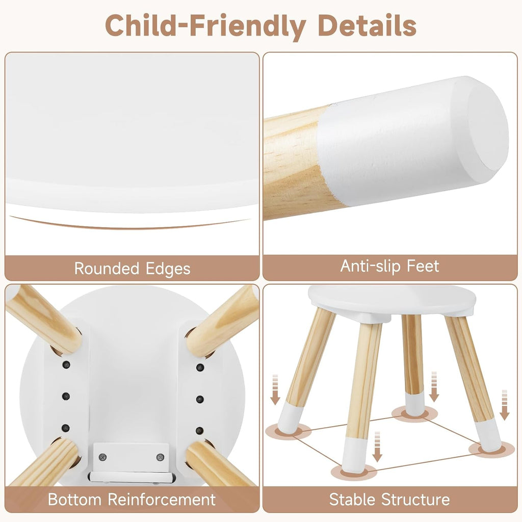 Olakids Kids Table and Chair Set, Toddler 3-Piece Round Desk for Playing Eating Drawing Reading Art Crafts