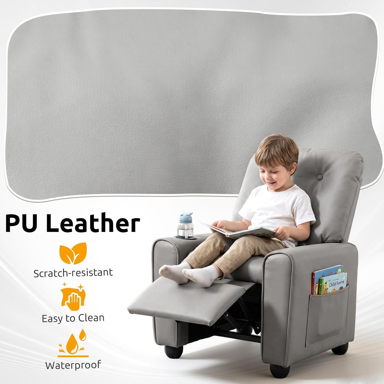 OLAKIDS Kids Recliner, Toddler Lounge Chair with Adjustable Backrest Footrest