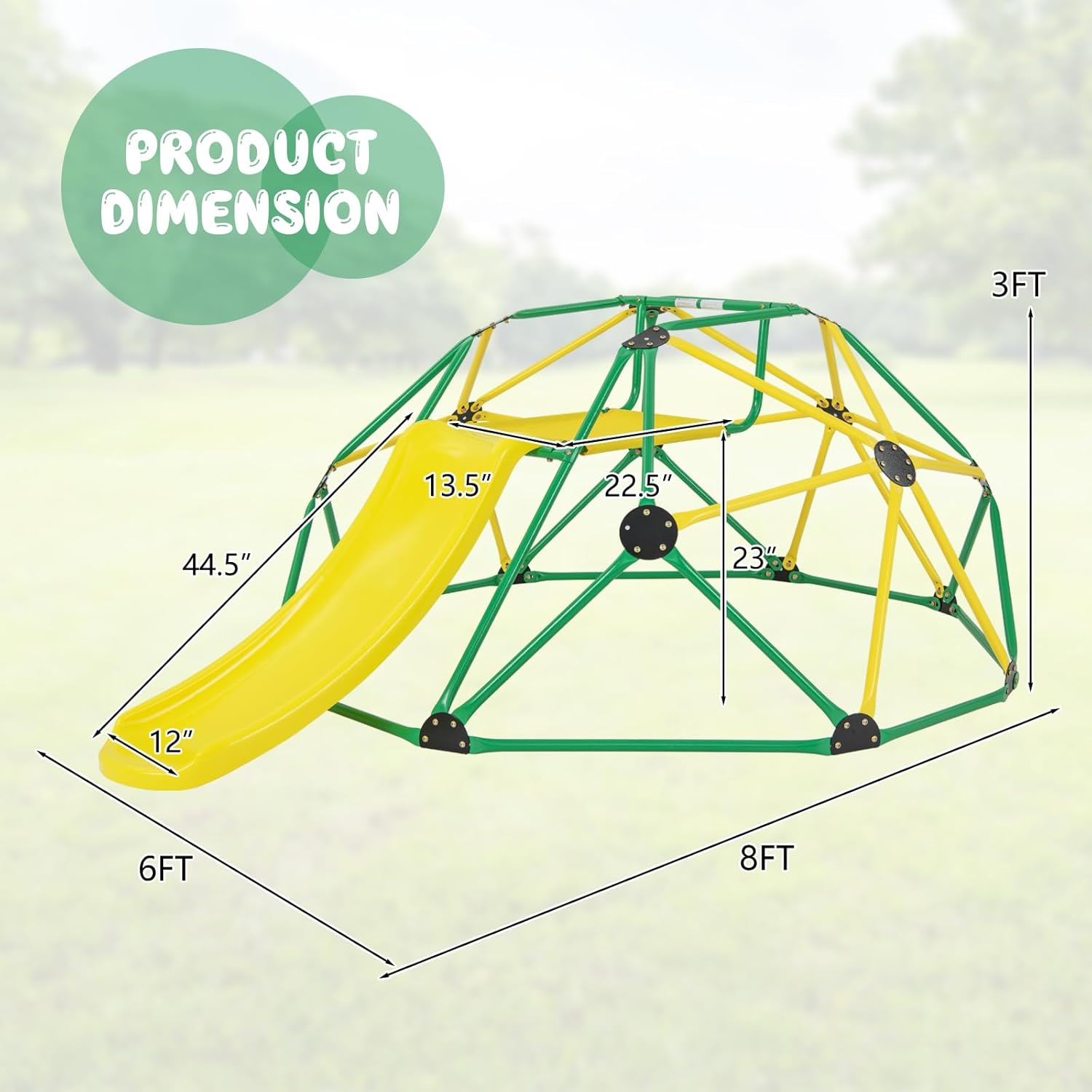 Olakids Climbing Dome with Slide Climb Structure Backyard Playground Center Equipment for Toddlers