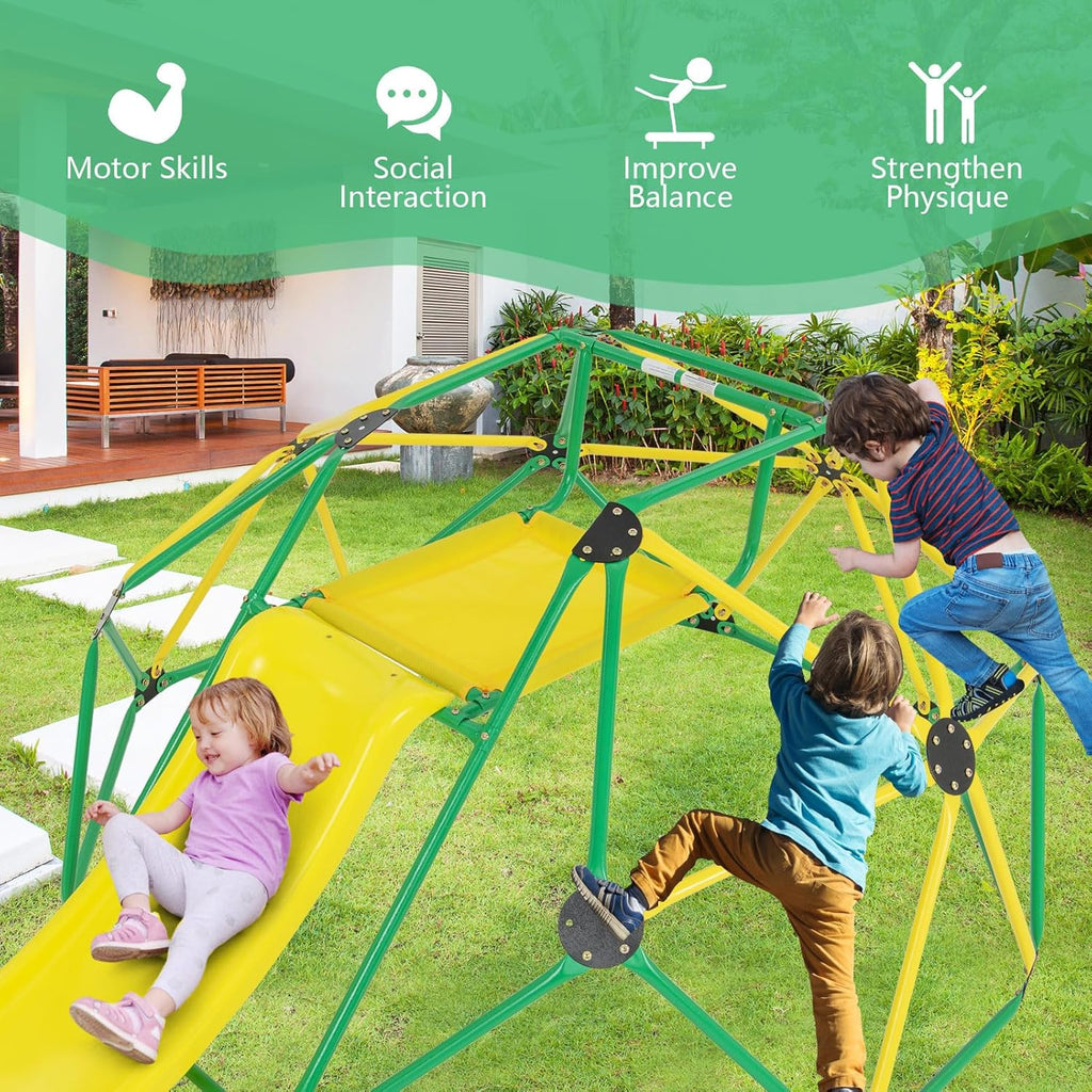 Olakids Climbing Dome with Slide Climb Structure Backyard Playground Center Equipment for Toddlers