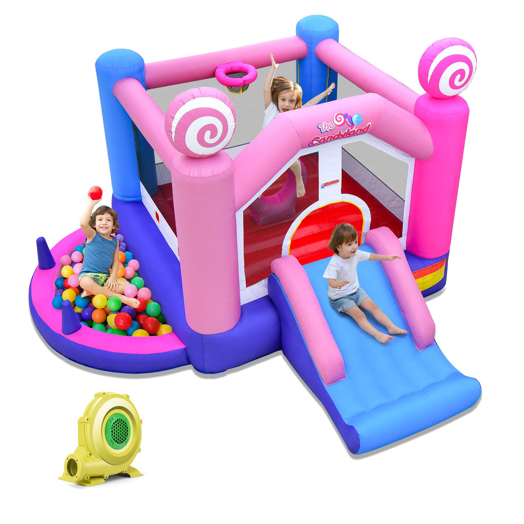 OLAKIDS Inflatable Bounce House, Princess Pink Jumping Castle Kids Candyland