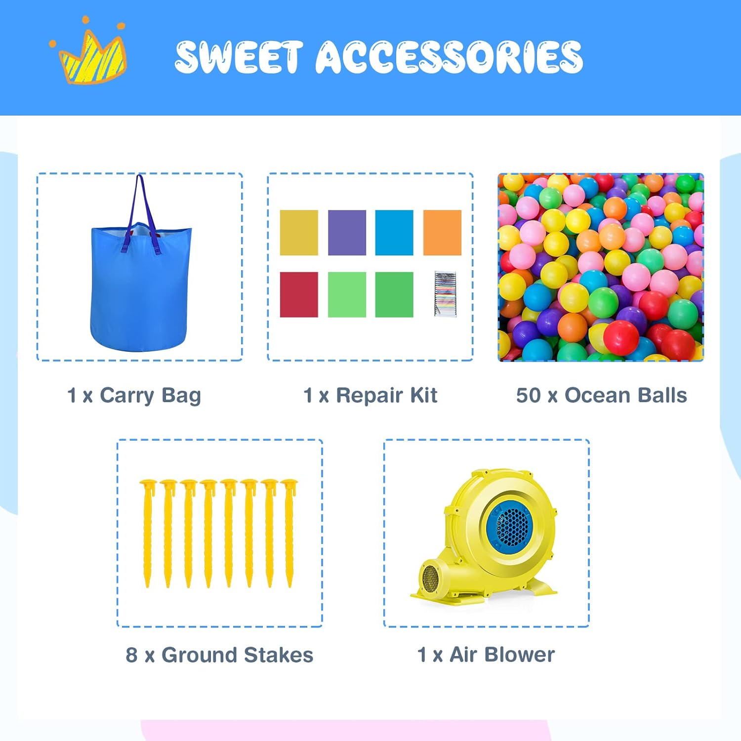 OLAKIDS Inflatable Bounce House, Princess Pink Jumping Castle Kids Candyland