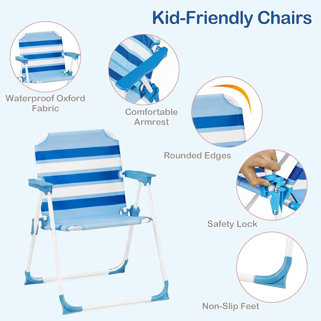 Olakids Kids Picnic Table, Outdoor Toddler Patio Furniture Set with 2 Folding Chairs Adjustable Foldable Umbrella for Garden Backyard Beach