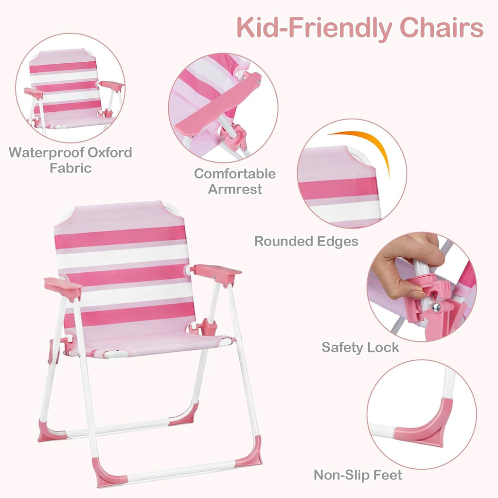 Olakids Kids Picnic Table, Outdoor Toddler Patio Furniture Set with 2 Folding Chairs Adjustable Foldable Umbrella for Garden Backyard Beach