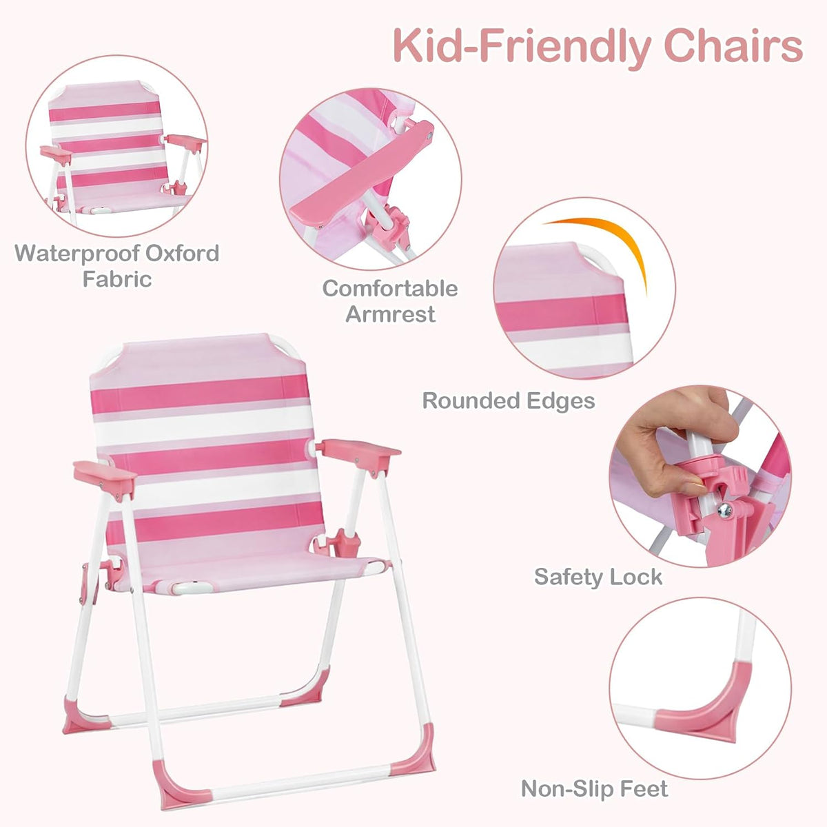 Olakids Kids Picnic Table, Outdoor Toddler Patio Furniture Set with 2 Folding Chairs Adjustable Foldable Umbrella for Garden Backyard Beach