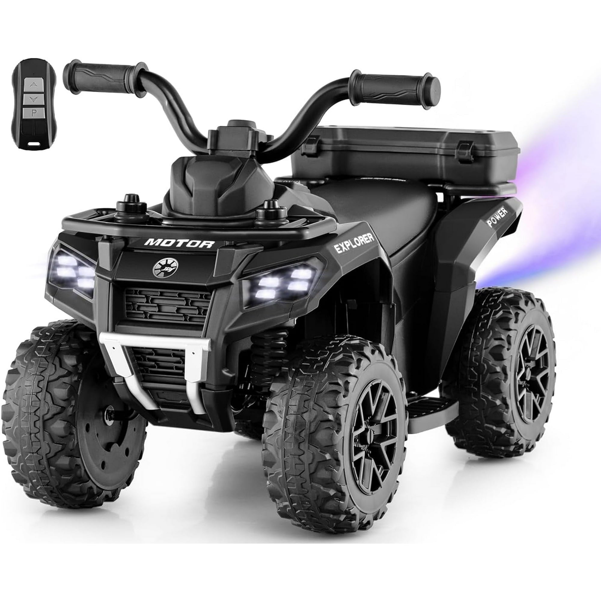 OLAKIDS Kids ATV with Spray Function, Remote Control, Storage Trunk, 6V Electric Toddler Ride on Toy