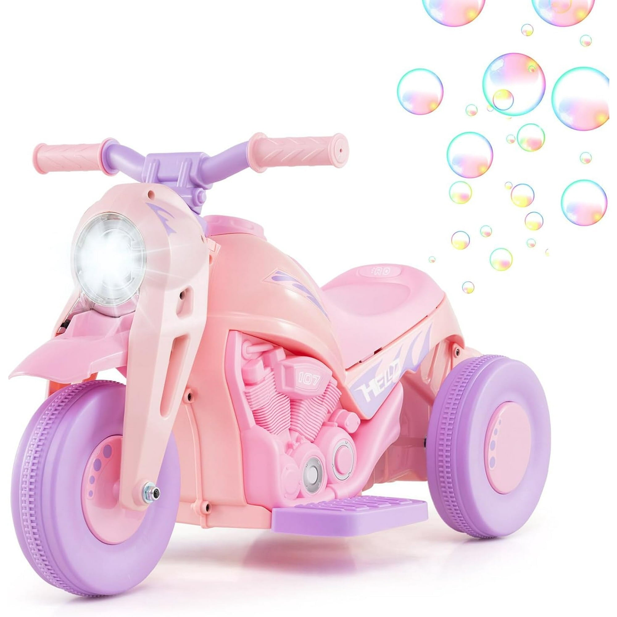 OLAKIDS 6V Kids Motorcycle Ride On with Automatic Bubble Function for Toddlers 3+