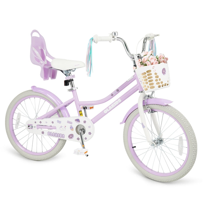 Olakids Girls Bike 12-20 Inch with Doll Seat Training Wheels Basket Dual Brakes