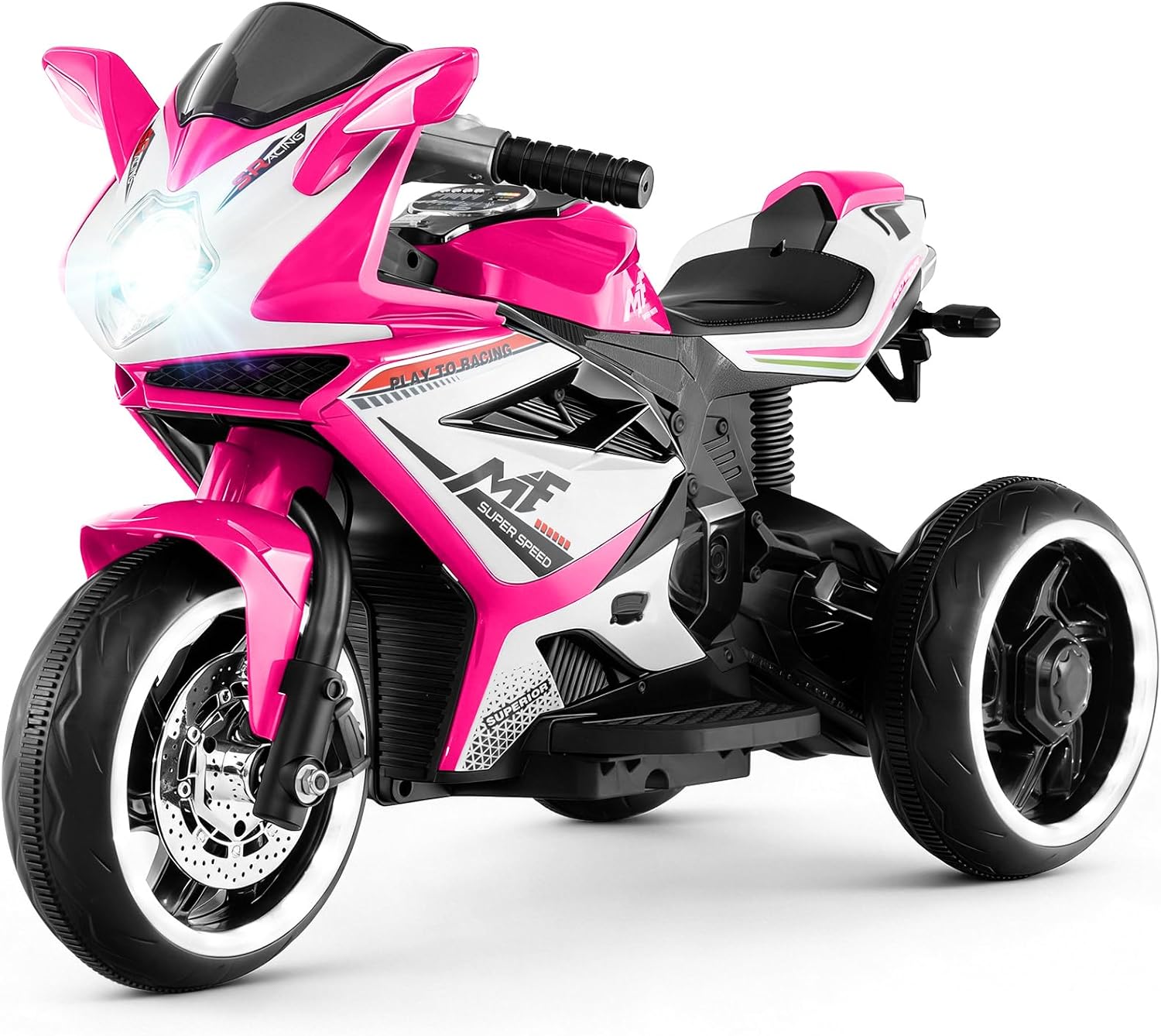 OLAKIDS 6V 3-Wheel Kids Motorcycle with Lights & Music for Toddlers 3+
