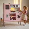 OLAKIDS Kids Kitchen Playset, Toddler Wooden Pretend Cooking Set with Realistic Light Sound