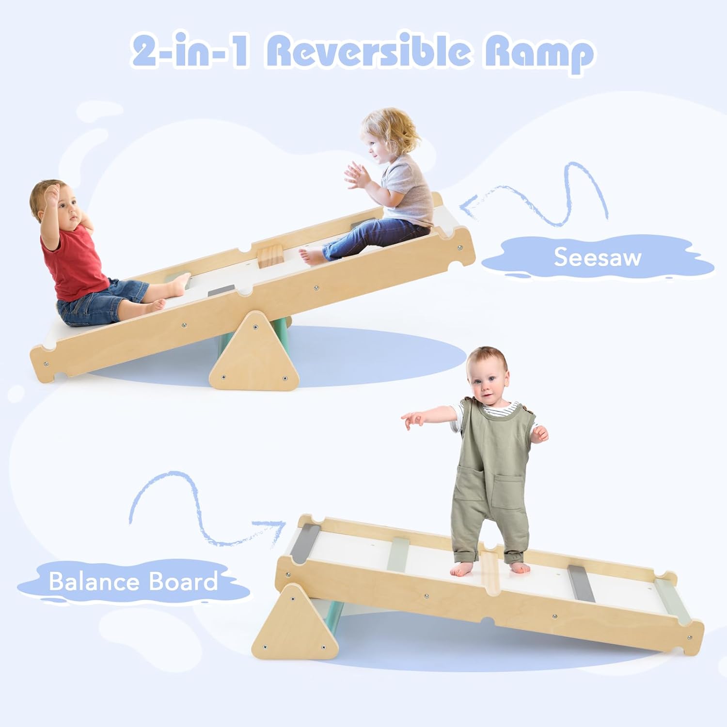 Olakids Pikler Triangle Set 7 in 1 Climbing Toys for Toddlers Foldable Baby Wood Montessori Jungle Gym