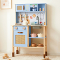 OLAKIDS Play Kitchen for Kids, Wooden Pretend Playset Toddler Cooking Toy Gift for Boys Girls Aged 3+