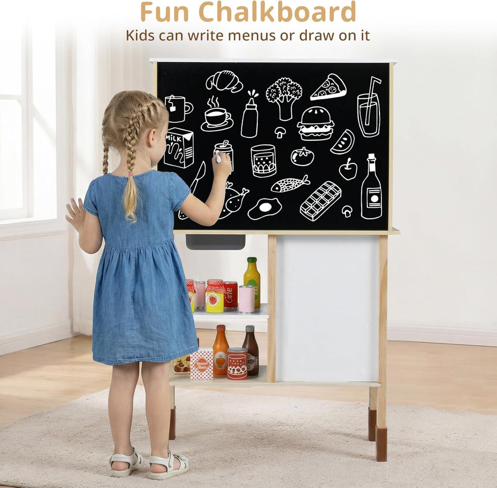 OLAKIDS Play Kitchen for Kids, Wooden Pretend Playset Toddler Cooking Toy Gift for Boys Girls Aged 3+