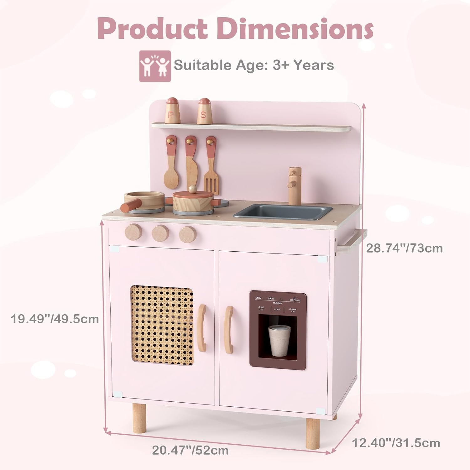 OLAKIDS Play Kitchen for Kids, Wooden Pretend Playset Toddler Cooking Toy Gift for Boys Girls Aged 3+