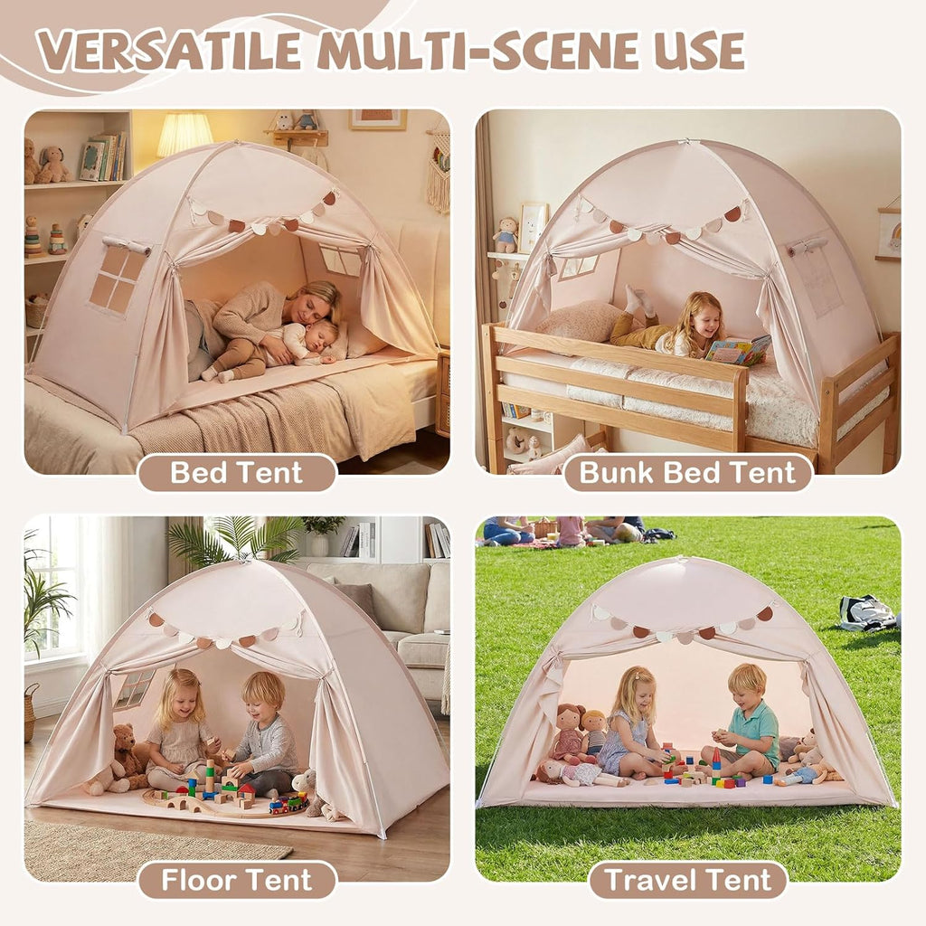 OLAKIDS Bed Tent with Flags Teepee Toys Gift for Boys Girls Aged 3+, 75’’ x 39’’ x 48’’