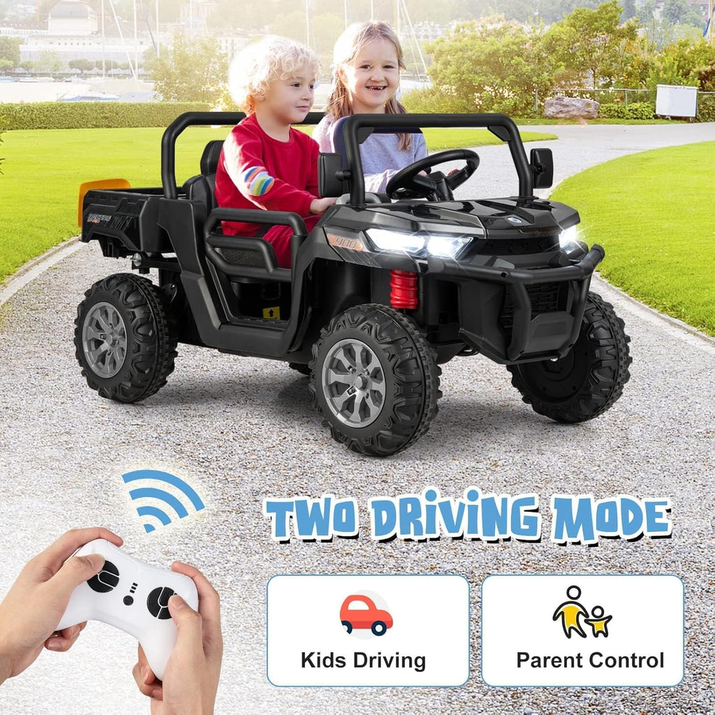 OLAKIDS 12V 2-Seat Off-Road UTV with Remote Control Dump Bed and Rocking Mode