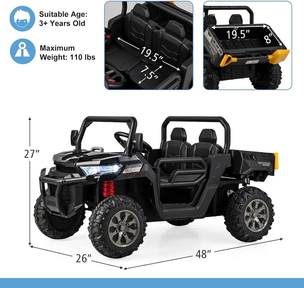 OLAKIDS 12V 2-Seat Off-Road UTV with Remote Control Dump Bed and Rocking Mode