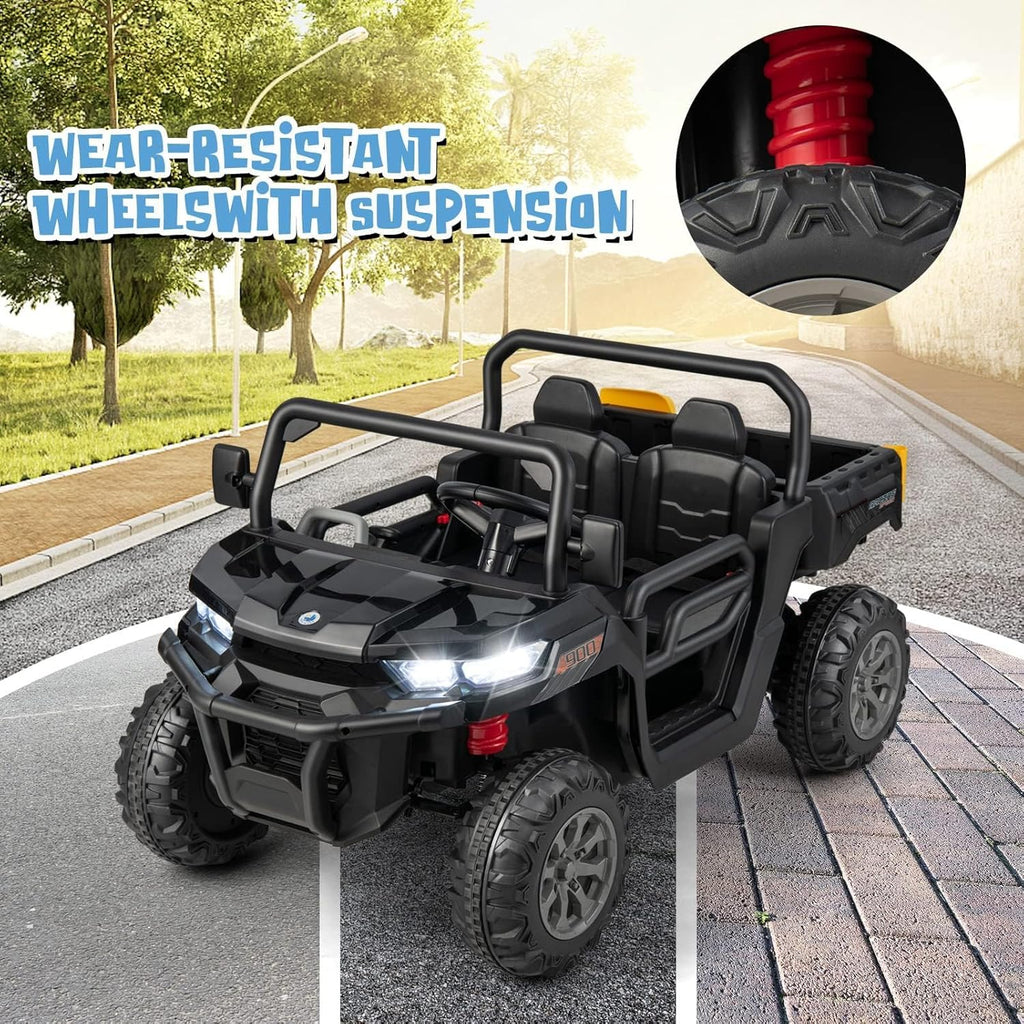 OLAKIDS 12V 2-Seat Off-Road UTV with Remote Control Dump Bed and Rocking Mode