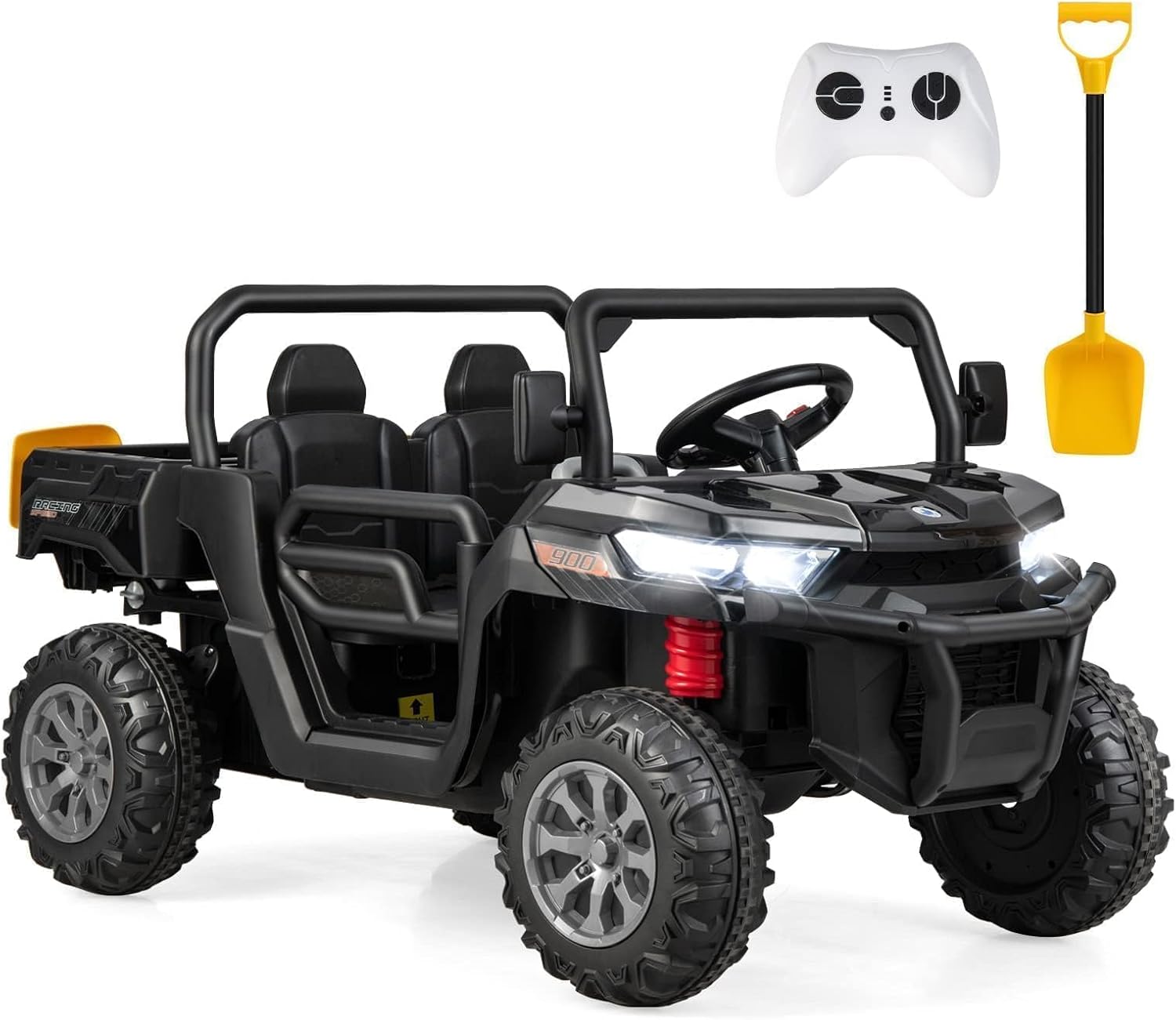 OLAKIDS 12V 2-Seat Off-Road UTV with Remote Control Dump Bed and Rocking Mode