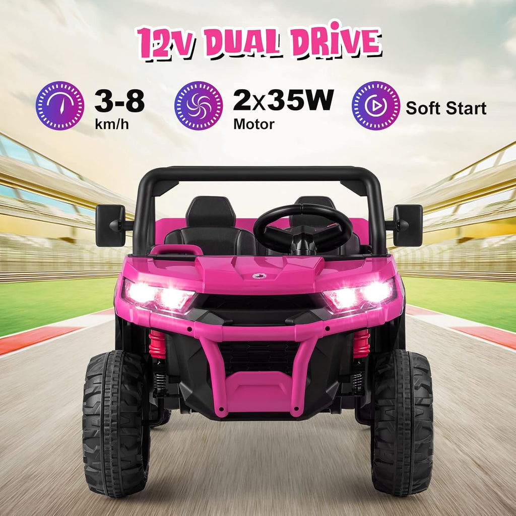 OLAKIDS 12V 2-Seat Off-Road UTV with Remote Control Dump Bed and Rocking Mode