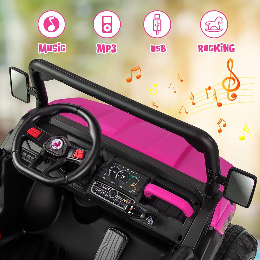 OLAKIDS 12V 2-Seat Off-Road UTV with Remote Control Dump Bed and Rocking Mode