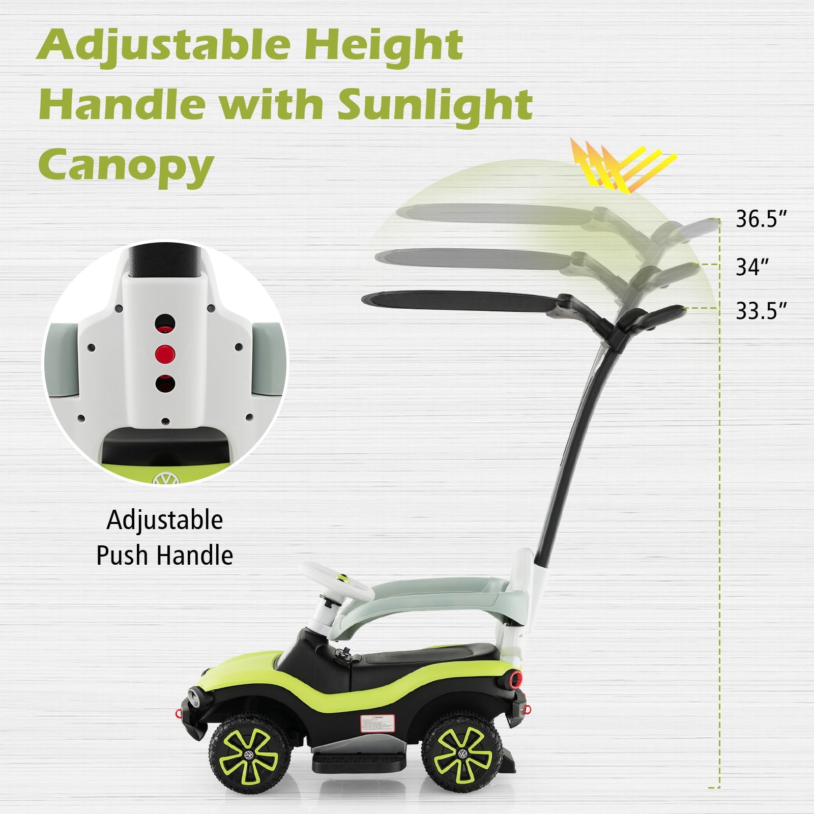 OLAKIDS 3 in 1 Ride on Push Car, Licensed Volkswagen ID. Buggy Sliding Toy