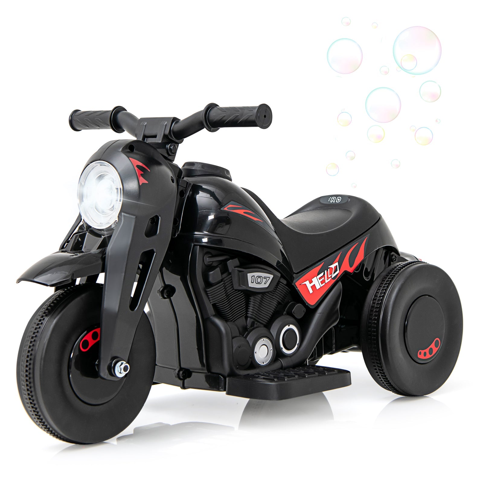 OLAKIDS 6V Kids Motorcycle Ride On with Automatic Bubble Function for Toddlers 3+
