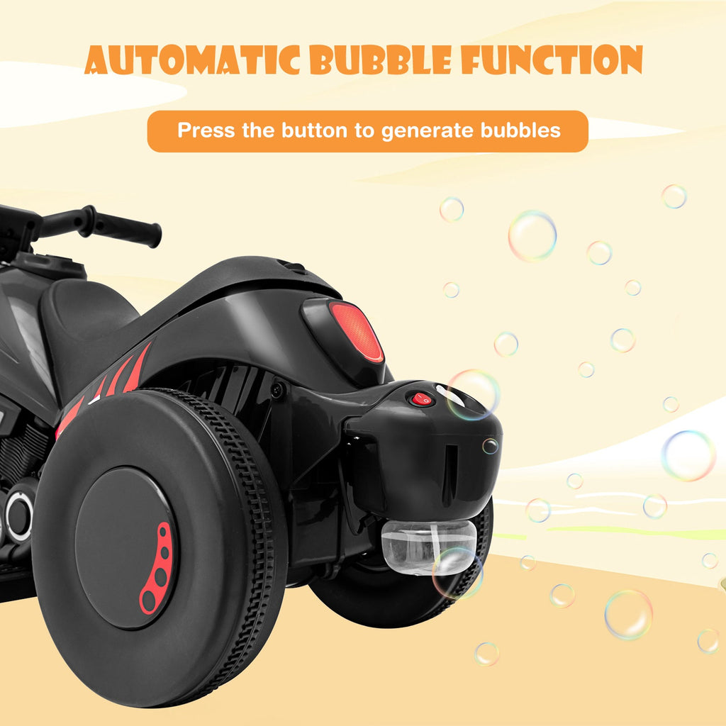 OLAKIDS 6V Kids Motorcycle Ride On with Automatic Bubble Function for Toddlers 3+