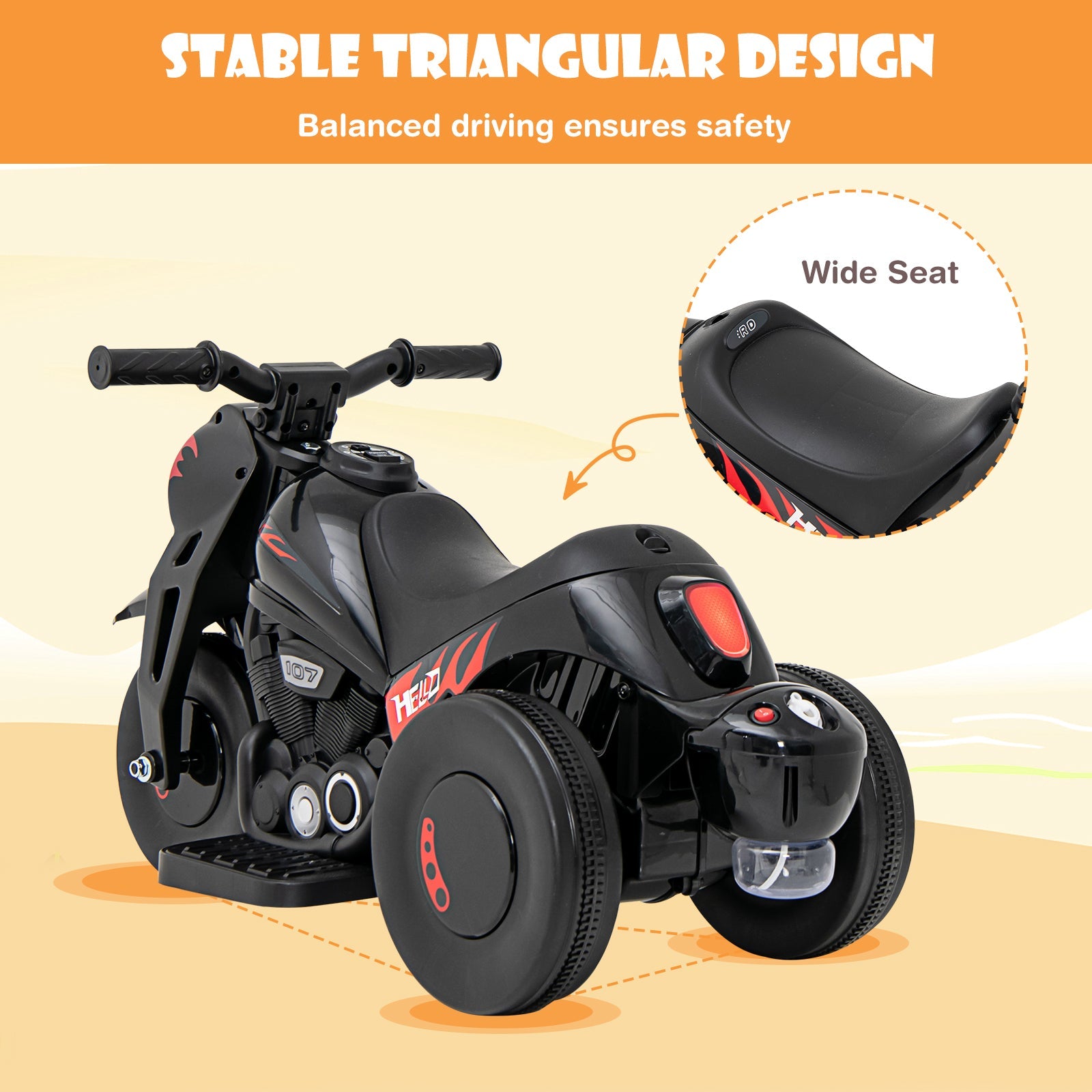 OLAKIDS 6V Kids Motorcycle Ride On with Automatic Bubble Function for Toddlers 3+