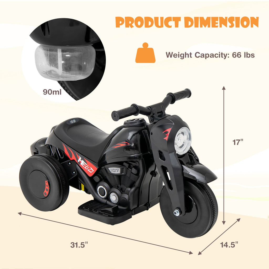 OLAKIDS 6V Kids Motorcycle Ride On with Automatic Bubble Function for Toddlers 3+