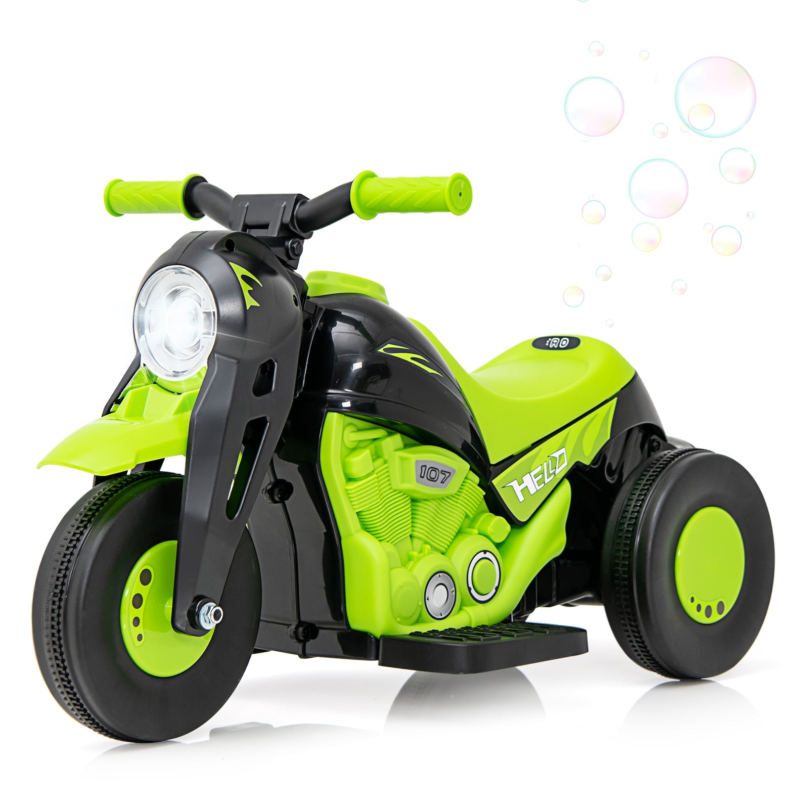 OLAKIDS 6V Kids Motorcycle Ride On with Automatic Bubble Function for Toddlers 3+