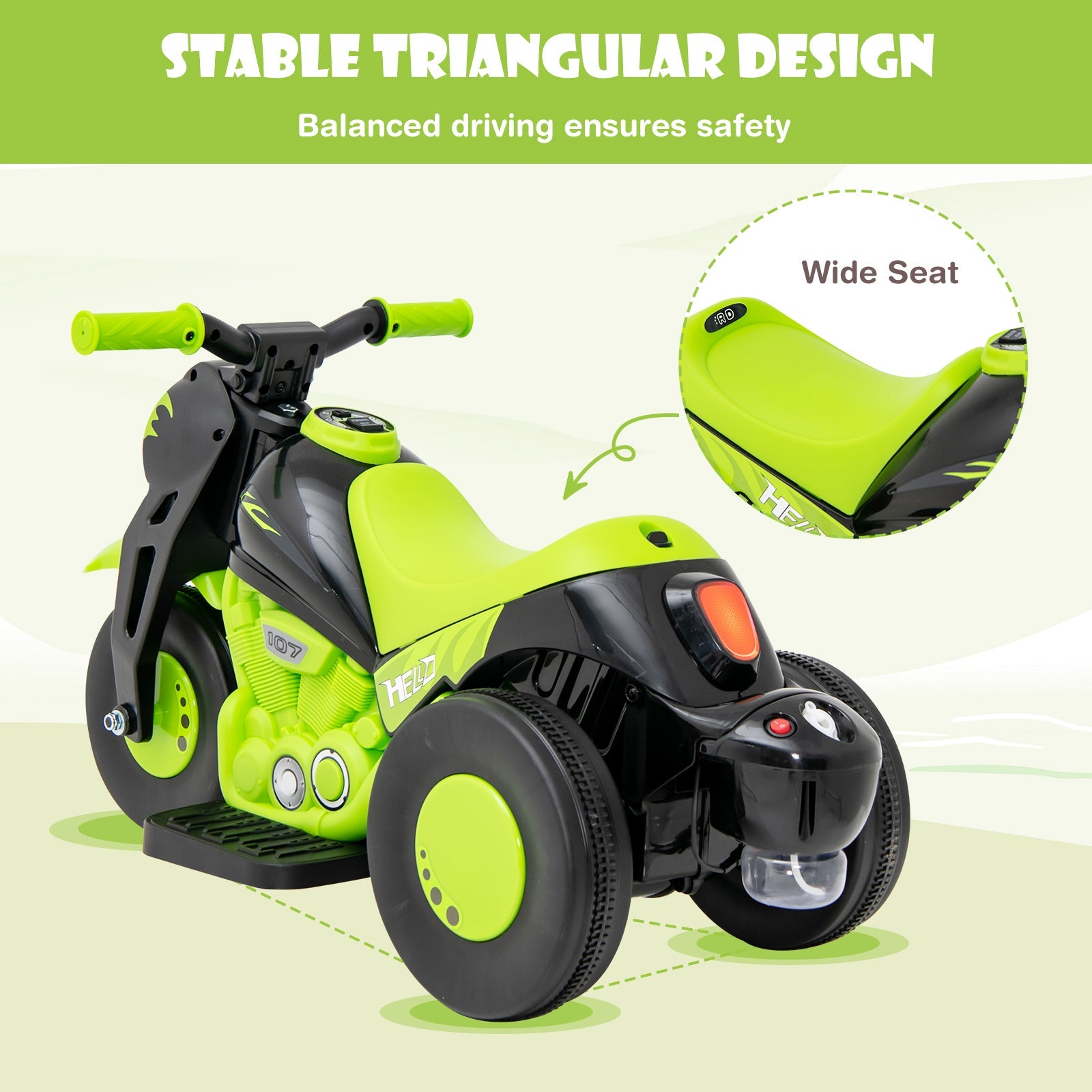 OLAKIDS 6V Kids Motorcycle Ride On with Automatic Bubble Function for Toddlers 3+