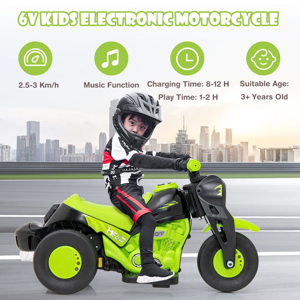 OLAKIDS 6V Kids Motorcycle Ride On with Automatic Bubble Function for Toddlers 3+