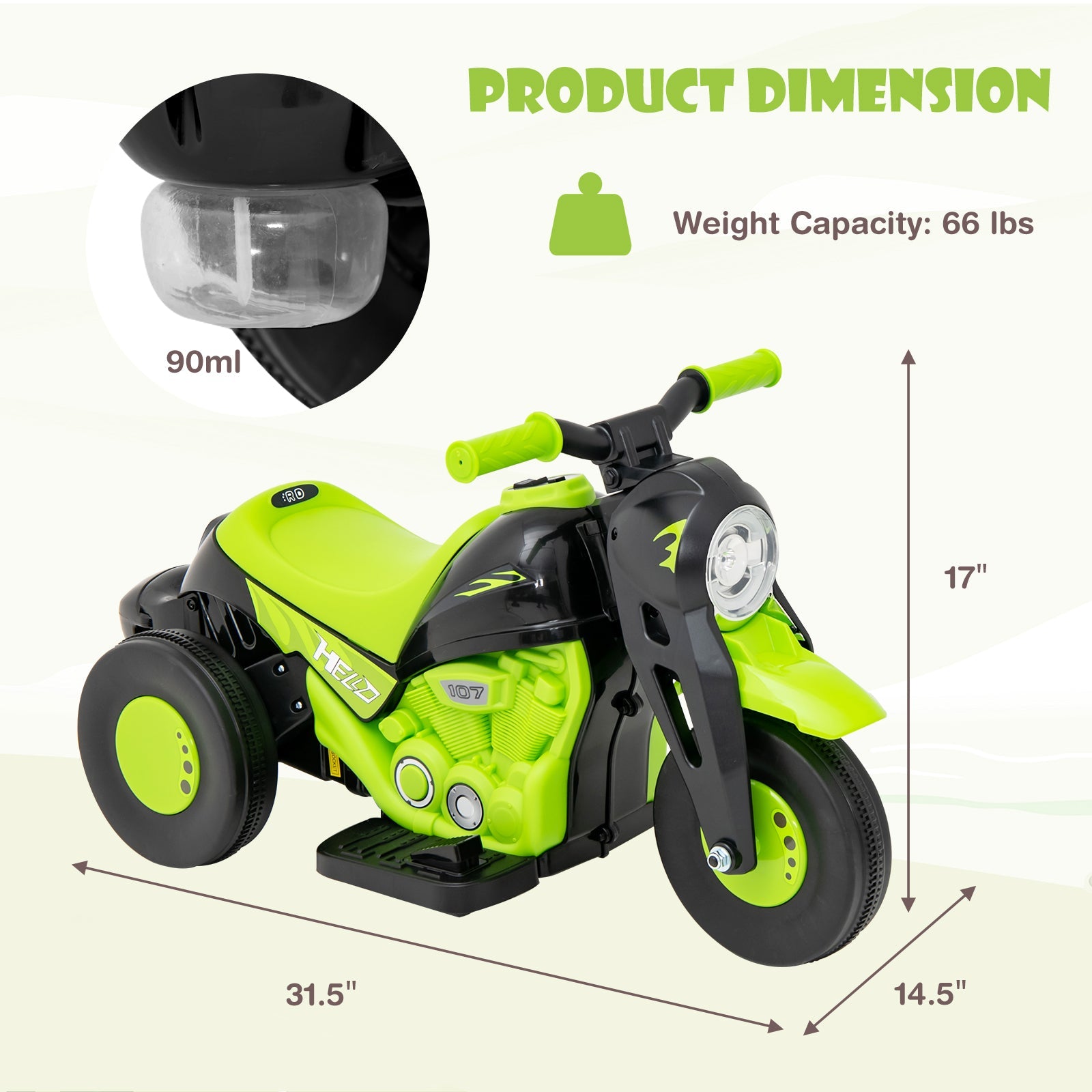 OLAKIDS 6V Kids Motorcycle Ride On with Automatic Bubble Function for Toddlers 3+