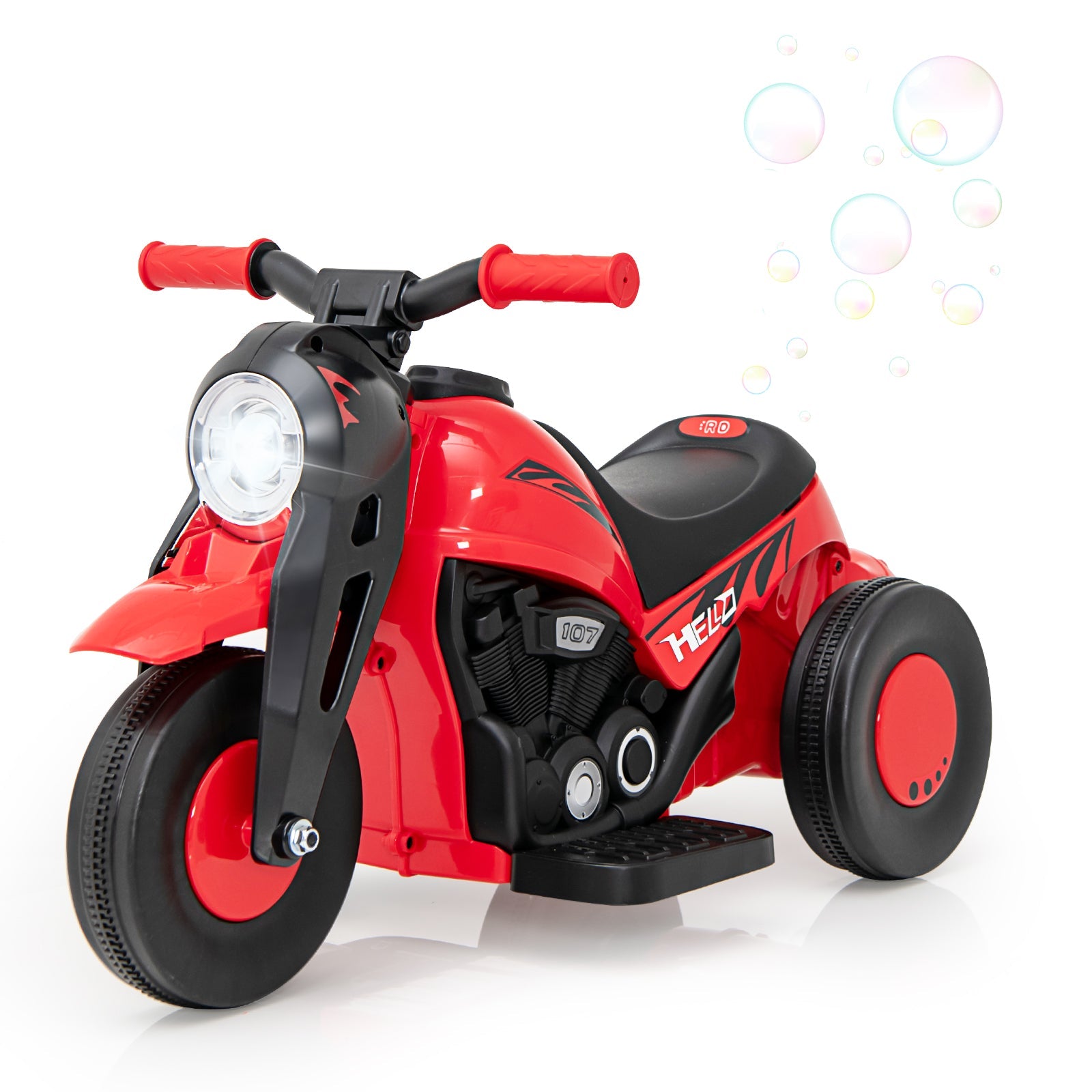 OLAKIDS 6V Kids Motorcycle Ride On with Automatic Bubble Function for Toddlers 3+